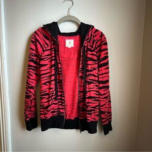 Forever 21 Red and Black Tiger Striped Zip-up